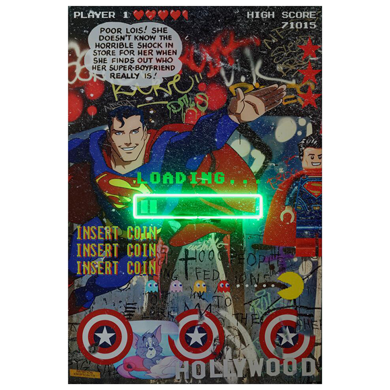 Дизайнерский Неоновый Постер Супермен Superman Loading Мульти Дизайнерский Неоновый Постер Супермен Superman Loading Мульти в Рязани | Loft Concept