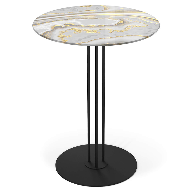 Стол журнальный с круглой столешницей из стекла Gray and Gold Marble Черный Серый Золотой Стол журнальный с круглой столешницей из стекла Gray and Gold Marble Черный Серый Золотой в Рязани | Loft Concept