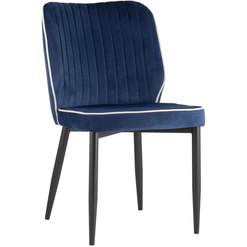 Стул Lawrence Chair Синий Велюр Белый кант Синий Белый Черный в Рязани | Loft Concept 