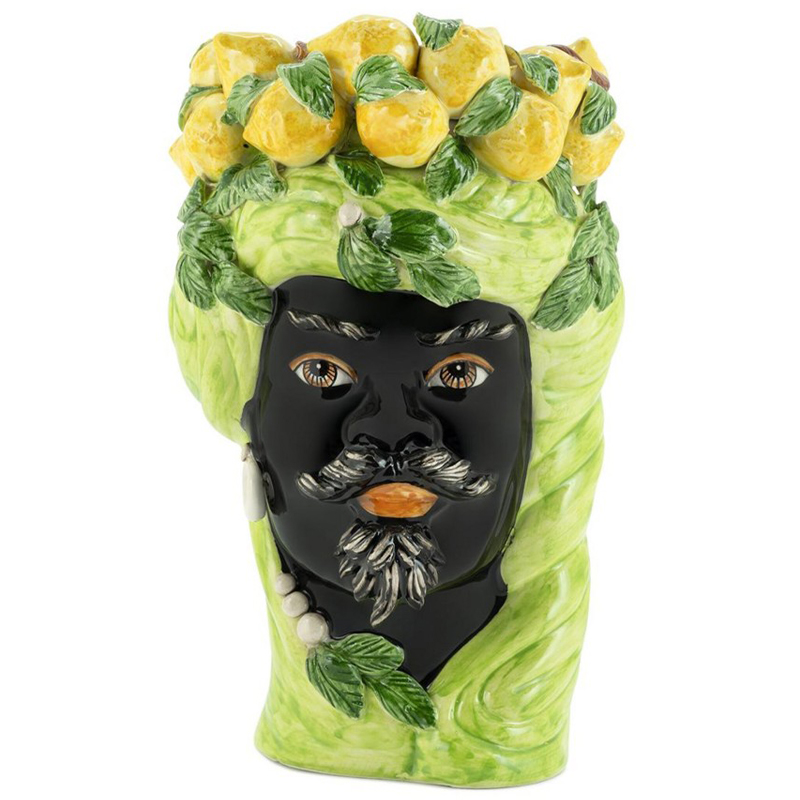 Ваза Vase Lemon Head Man Lime Салатовый Желтый Черный Ваза Vase Lemon Head Man Lime Салатовый Желтый Черный в Рязани | Loft Concept
