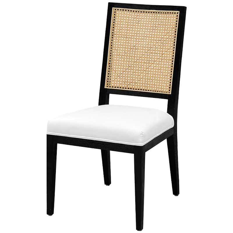 Деревянный стул со спинкой из ротанга Kenan Wicker Chair Черный Белый Бежевый Деревянный стул со спинкой из ротанга Kenan Wicker Chair Черный Белый Бежевый в Рязани | Loft Concept
