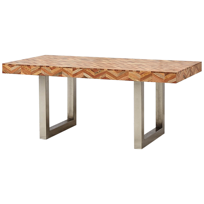 Обеденный стол Chevron Dining Table Древесина Коричневый Хром Обеденный стол Chevron Dining Table Древесина Коричневый Хром в Рязани | Loft Concept