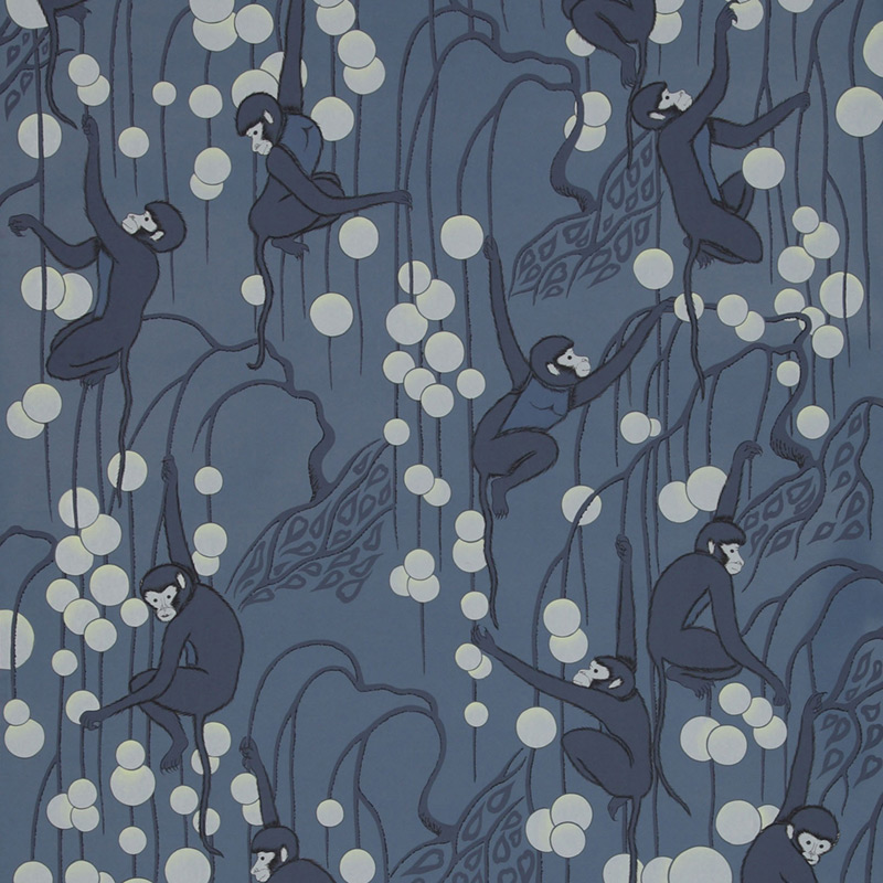 Обои ручная роспись Deco Monkeys Parisian Blue on dyed paper  в Рязани | Loft Concept 