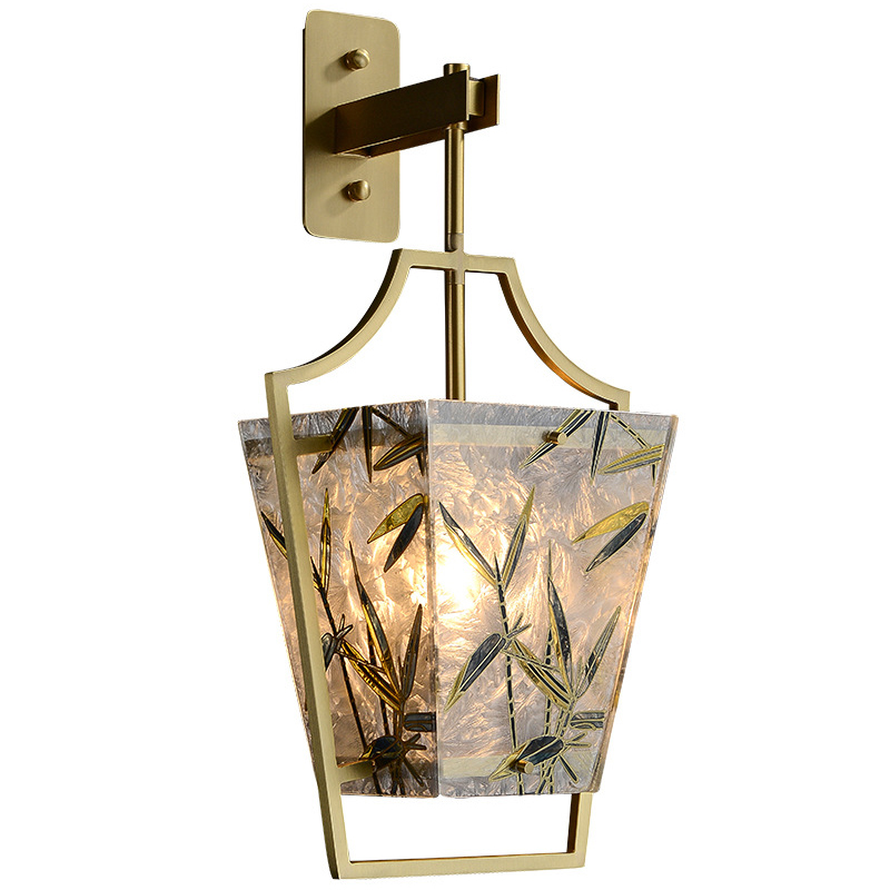 Бра витраж Бамбук Glass bamboo Wall Lamp Латунь Зеленый Бра витраж Бамбук Glass bamboo Wall Lamp Латунь Зеленый в Рязани | Loft Concept