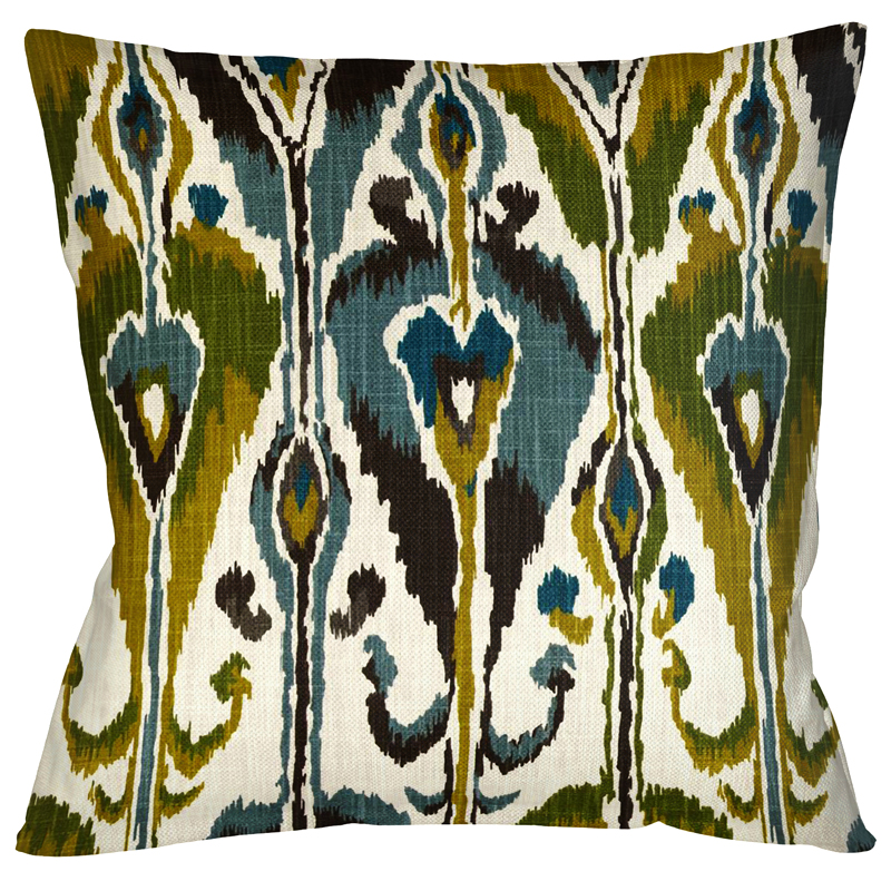 Декоративная подушка Ikat Pattern с бежевой оборотной стороной Темно-синий Декоративная подушка Ikat Pattern с бежевой оборотной стороной Темно-синий в Рязани | Loft Concept