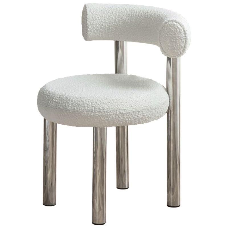 Стул Ellias White Boucle Chair Белый Хром Стул Ellias White Boucle Chair Белый Хром в Рязани | Loft Concept