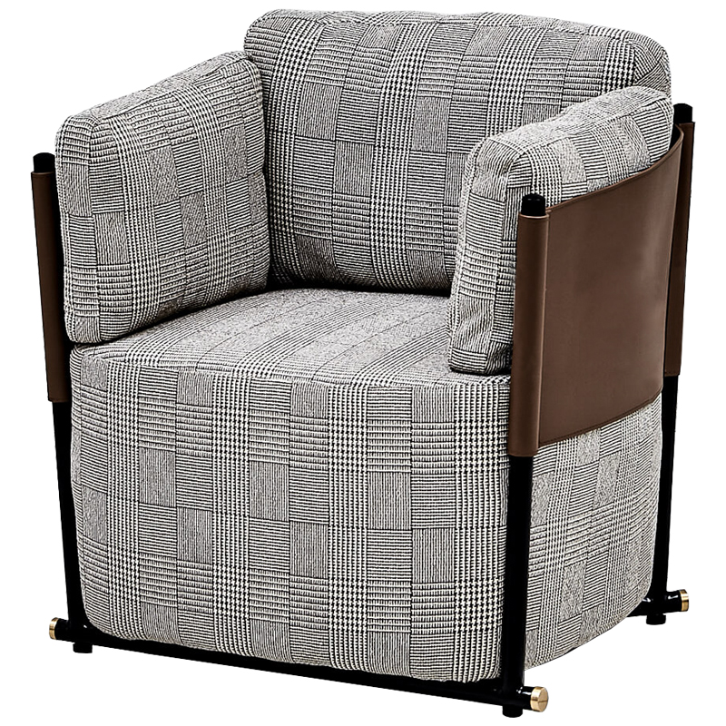 Кресло Furness Chair Черно-белый Коричневый Черный Кресло Furness Chair Черно-белый Коричневый Черный в Рязани | Loft Concept