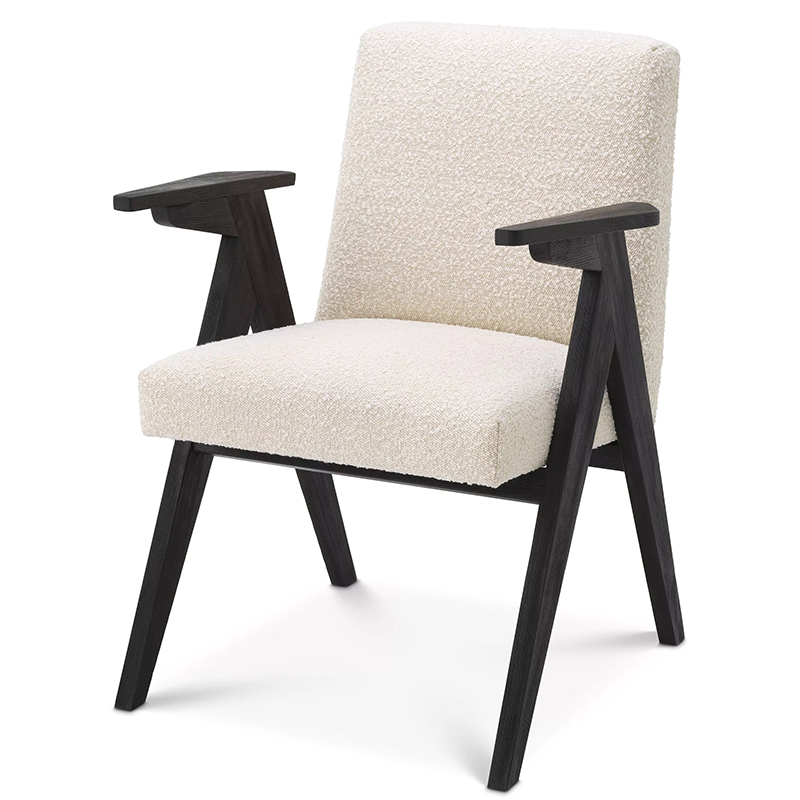 Стул Eichholtz Dining Chair Bobo Boucle Кремовый Черный Стул Eichholtz Dining Chair Bobo Boucle Кремовый Черный в Рязани | Loft Concept