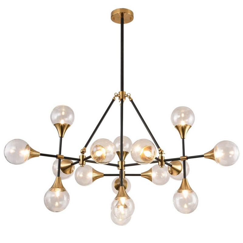 Люстра Baton Chandelier 16 Черный Прозрачное Стекло Латунь Люстра Baton Chandelier 16 Черный Прозрачное Стекло Латунь в Рязани | Loft Concept