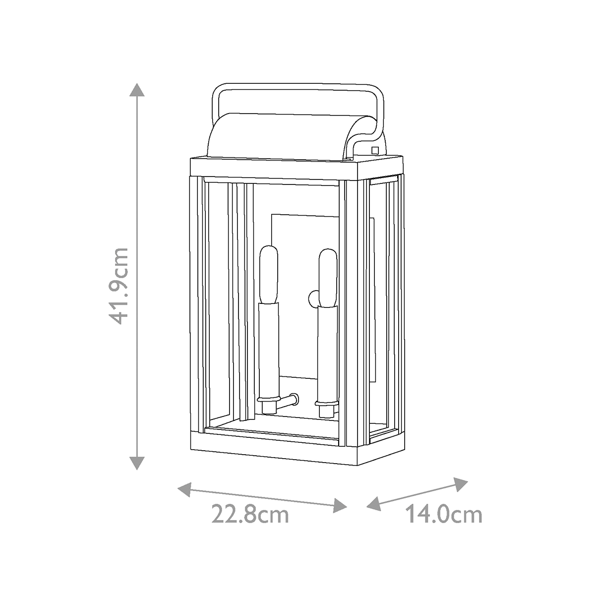Настенный фонарь прямоугольной формы цвета состаренная латунь с двумя лампами Hinkley в Рязани