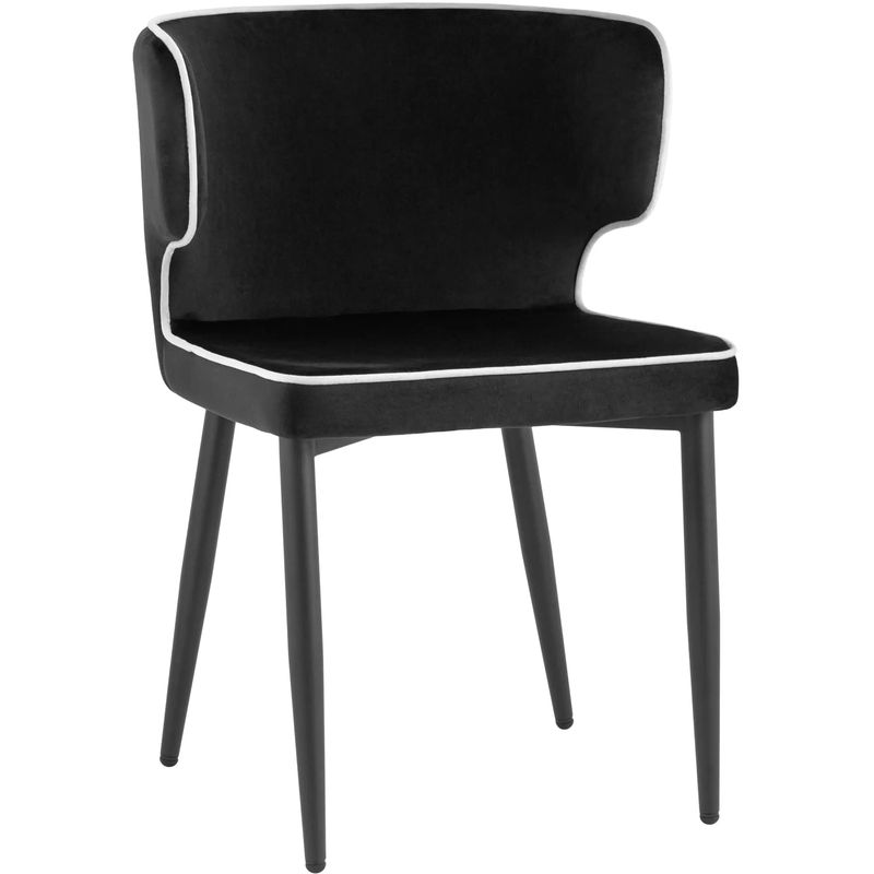 Стул Mateo Chair Черный Велюр с Белым кантом Черный Белый Стул Mateo Chair Черный Велюр с Белым кантом Черный Белый в Рязани | Loft Concept