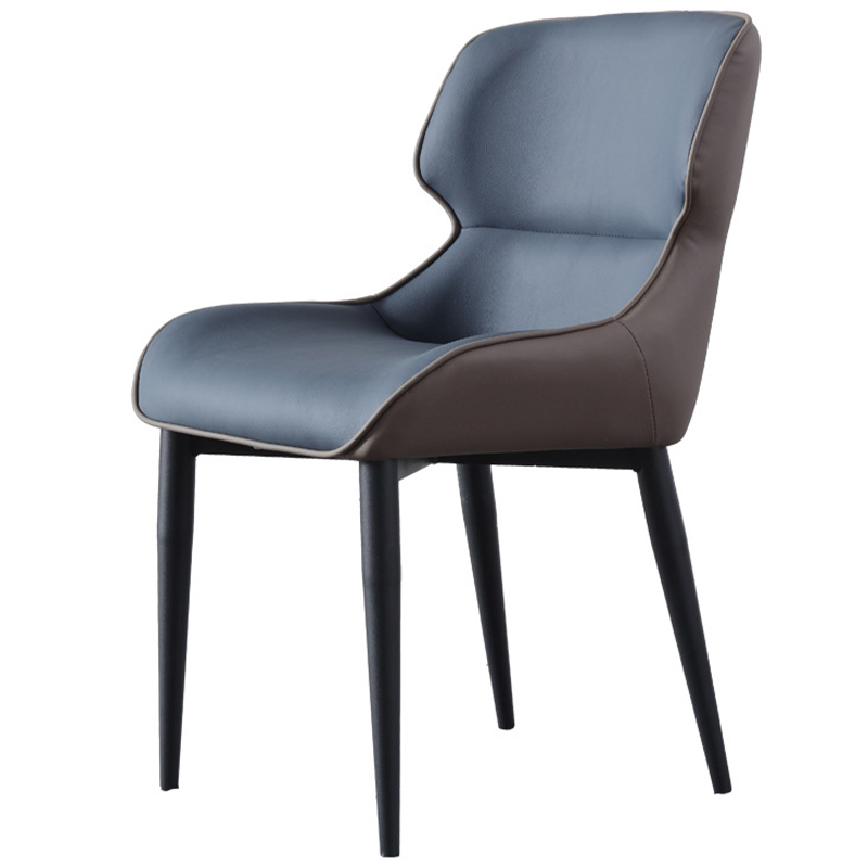 Стул с кожаной двухцветной обивкой Obrien Chair Blue and Grey Синий Серый Черный Стул с кожаной двухцветной обивкой Obrien Chair Blue and Grey Синий Серый Черный в Рязани | Loft Concept