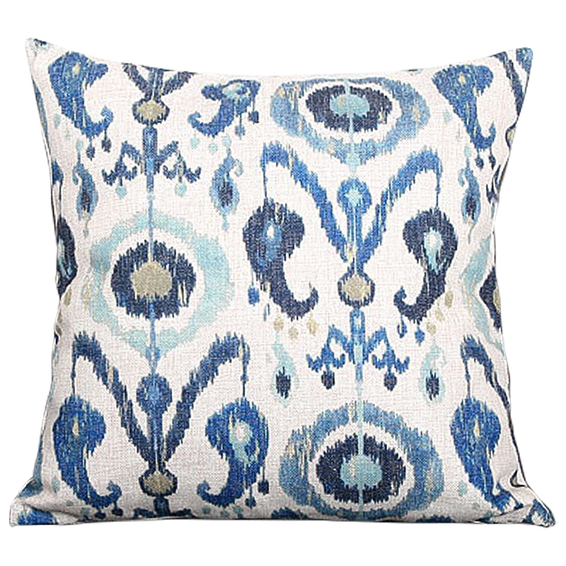 Декоративная подушка Paisley Pattern 7 Белый Голубой в Рязани | Loft Concept 