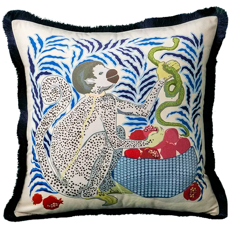 Декоративная подушка Monkey and Snake Cushion Бежевый Мульти Декоративная подушка Monkey and Snake Cushion Бежевый Мульти в Рязани | Loft Concept
