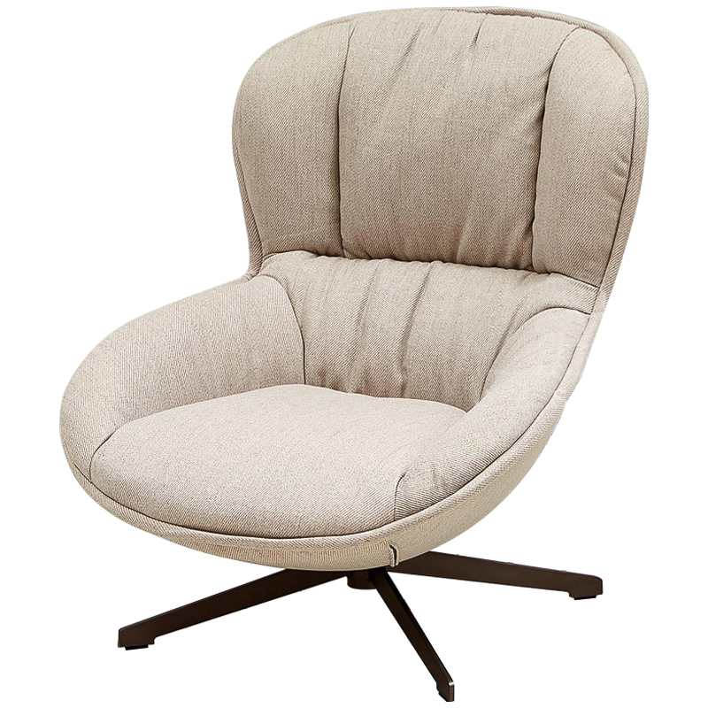 Кресло вращающееся бежевое Kemp Armchair Бежевый Коричневый Кресло вращающееся бежевое Kemp Armchair Бежевый Коричневый в Рязани | Loft Concept