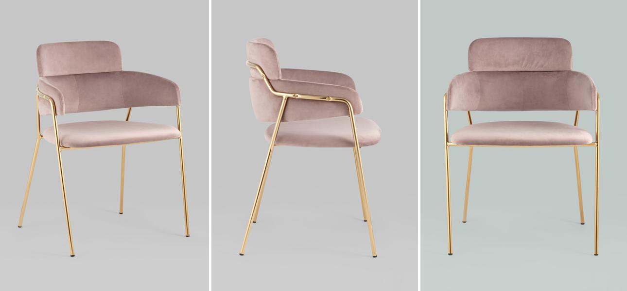 Polina chair Пепельно-Розовый Велюр - фото