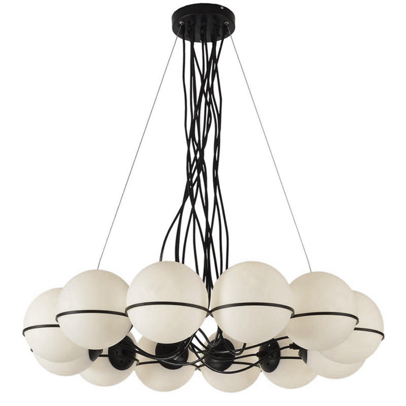 Люстра Gino Sarfatti Model 2109 12 Lamp Черный Прозрачный белый Люстра Gino Sarfatti Model 2109 12 Lamp Черный Прозрачный белый в Рязани | Loft Concept