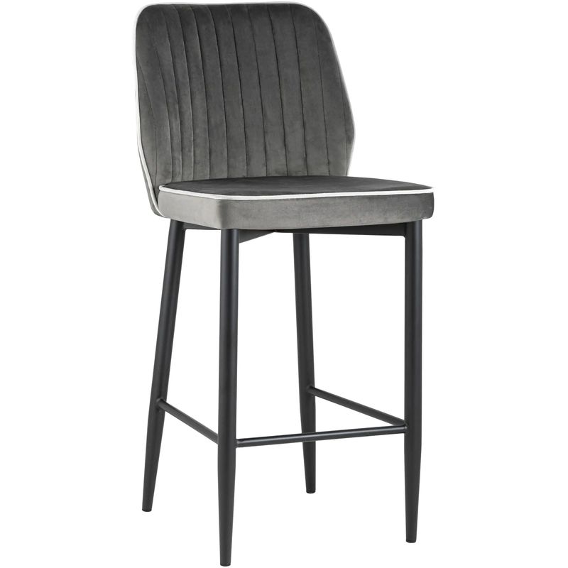 Стул Lawrence Chair Серый Велюр Белый кант Серый Белый Черный Стул Lawrence Chair Серый Велюр Белый кант Серый Белый Черный в Рязани | Loft Concept
