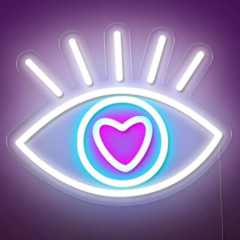 Неоновая настенная лампа Lucky Eye Neon Wall Lamp Белый Бирюзовый Розовый Прозрачный Неоновая настенная лампа Lucky Eye Neon Wall Lamp Белый Бирюзовый Розовый Прозрачный в Рязани | Loft Concept