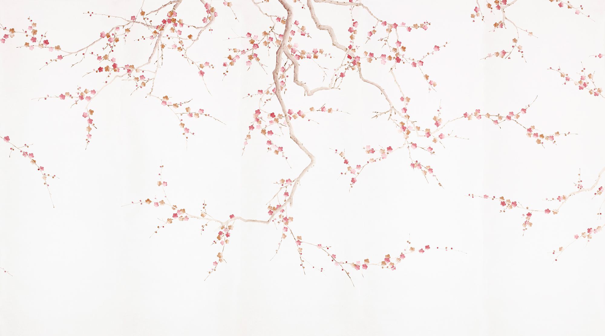 Обои ручная роспись Plum Blossom Bleached on Bleached White dyed silk Обои ручная роспись Plum Blossom Bleached on Bleached White dyed silk - постер Loft-Concept в Рязани