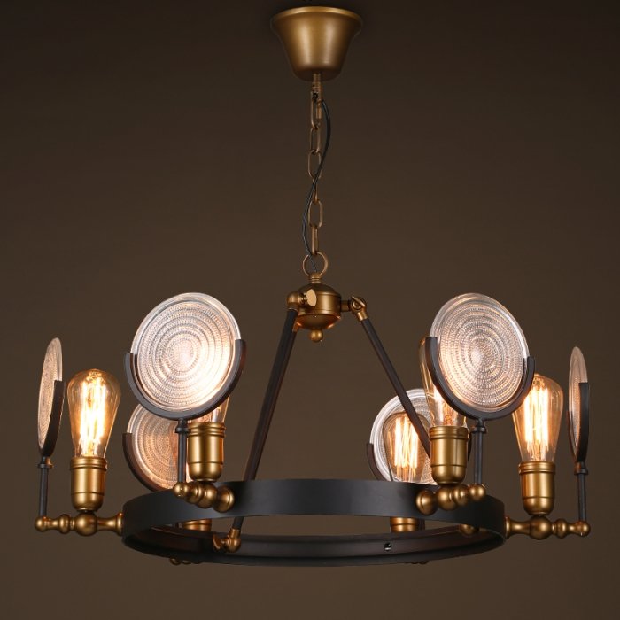 Люстра GASLIGHT LENS Chandelier 6 Черный Люстра GASLIGHT LENS Chandelier 6 Черный в Рязани | Loft Concept