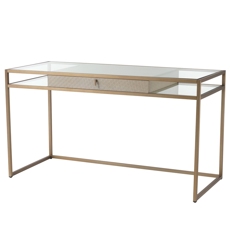 Рабочий стол Eichholtz Desk Napa Valley oak Матовая латунь Бежевый Прозрачный Рабочий стол Eichholtz Desk Napa Valley oak Матовая латунь Бежевый Прозрачный в Рязани | Loft Concept