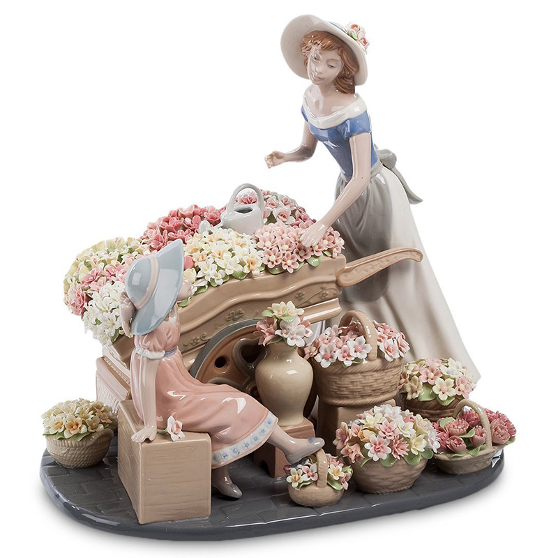 Статуэтка фарфоровая Девушка и маленькая девочка с цветами Charming Statuette Белый Розовый Серо-голубой Зеленый Бежевый Серый Статуэтка фарфоровая Девушка и маленькая девочка с цветами Charming Statuette Белый Розовый Серо-голубой Зеленый Бежевый Серый в Рязани | Loft Concept