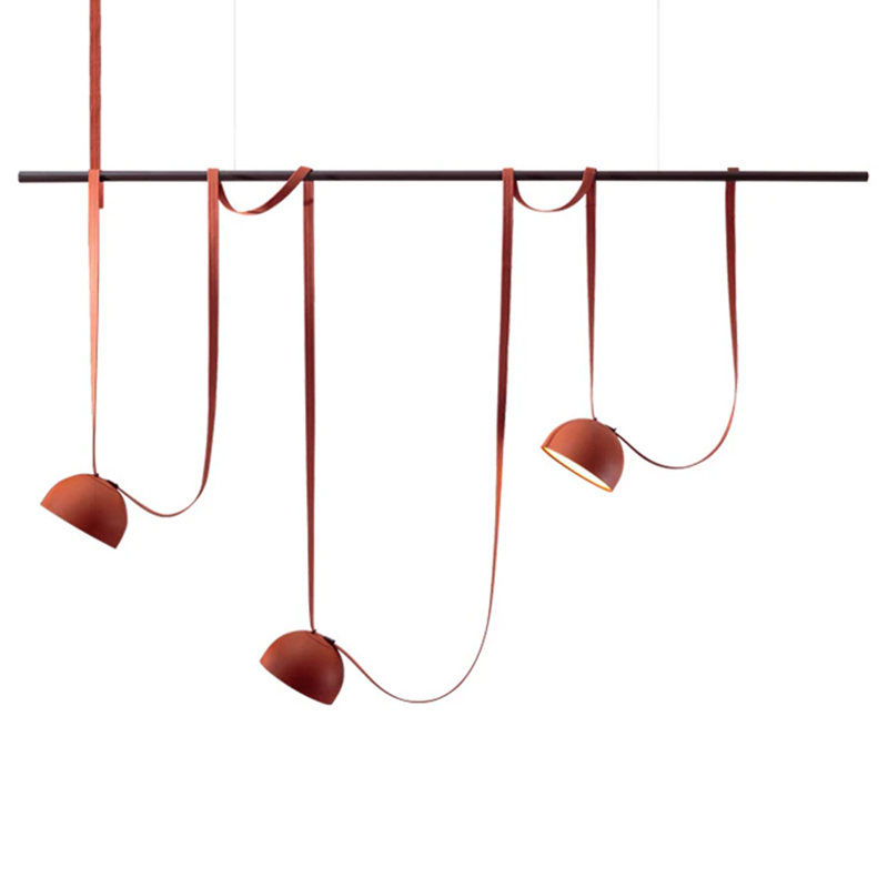 Vibia PLUSMINUS комбинация подвесных светодиодных светильников c красными абажурами на черной рейке с текстильными ремнями Красный Черный Vibia PLUSMINUS комбинация подвесных светодиодных светильников c красными абажурами на черной рейке с текстильными ремнями Красный Черный в Рязани | Loft Concept