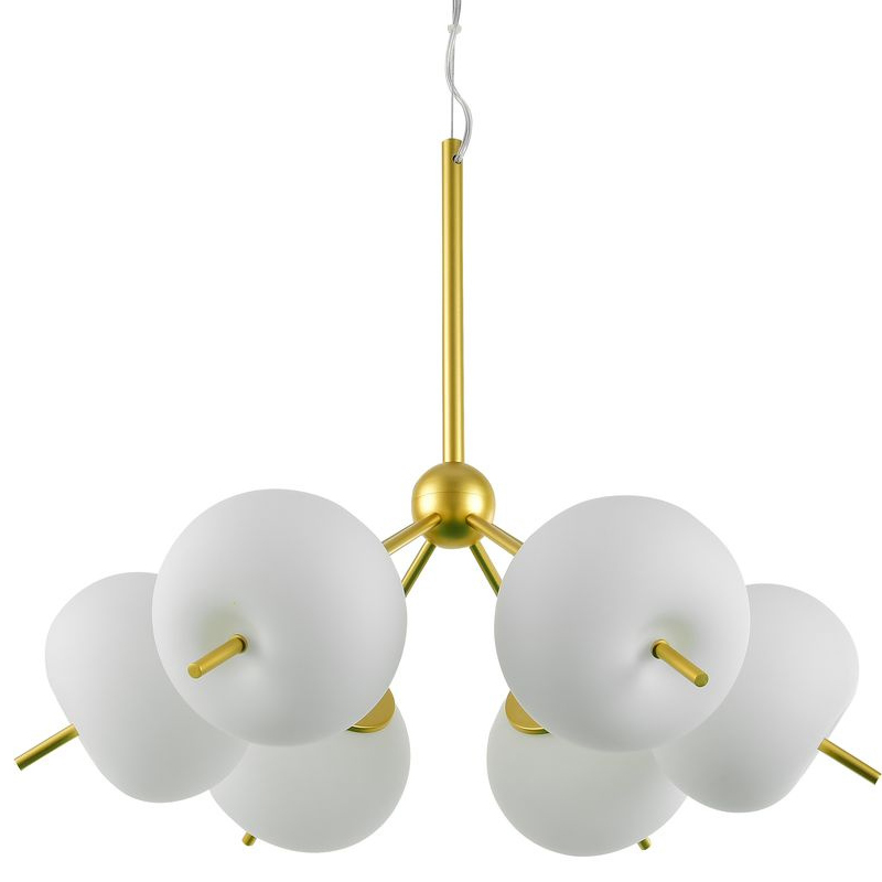 Люстра White ball brass Louise 6 Белое матовое стекло Латунь Люстра White ball brass Louise 6 Белое матовое стекло Латунь в Рязани | Loft Concept