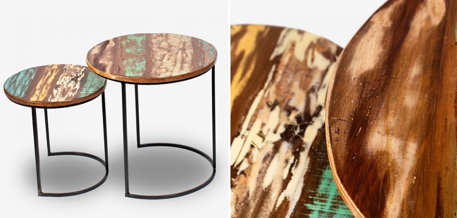 Набор приставных столиков Antique Wood Side Table Набор приставных столиков Antique Wood Side Table - Loft-Concept в Рязани