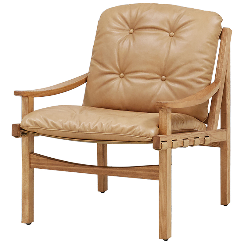 Кресло Bonfils Beige Armchair Бежевый Древесина Латунь Кресло Bonfils Beige Armchair Бежевый Древесина Латунь в Рязани | Loft Concept