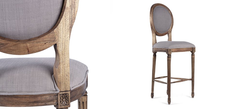 Барный стул REGENCY MEDALLION BARSTOOL Taupe Linen Барный стул REGENCY MEDALLION BARSTOOL Taupe Linen - Loft-Concept в Рязани