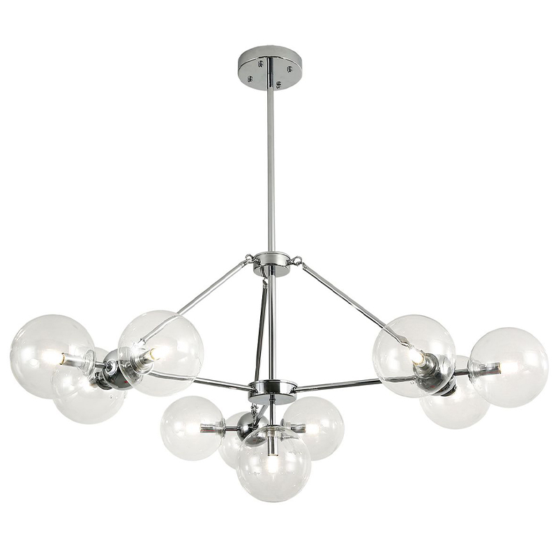 Люстра Modo Chandelier Chrome 10 Хром Прозрачное Стекло Люстра Modo Chandelier Chrome 10 Хром Прозрачное Стекло в Рязани | Loft Concept