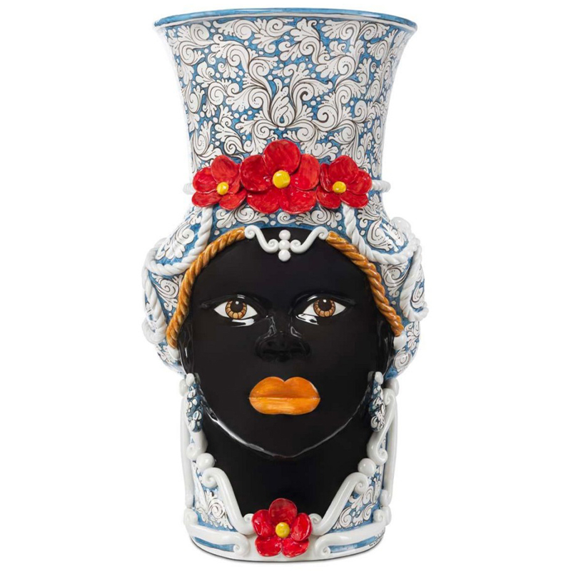 Ваза Vase Moro Lady Giant Flower Blue and Red Голубой Красный Черный Белый Мульти Ваза Vase Moro Lady Giant Flower Blue and Red Голубой Красный Черный Белый Мульти в Рязани | Loft Concept