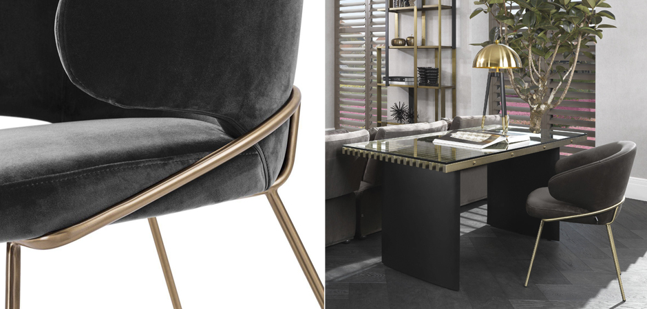Стул Eichholtz Dining Chair Kinley dark grey Стул Eichholtz Dining Chair Kinley dark grey - Loft-Concept в Рязани