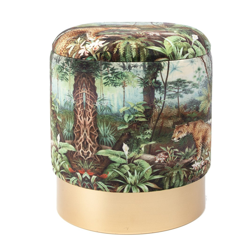 Пуф PUF Jungle Print lynx small Мульти Золотой Пуф PUF Jungle Print lynx small Мульти Золотой в Рязани | Loft Concept