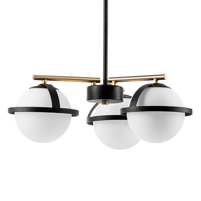 Люстра Balls in Cap Chandelier 3 Черный Белый Латунь Люстра Balls in Cap Chandelier 3 Черный Белый Латунь в Рязани | Loft Concept