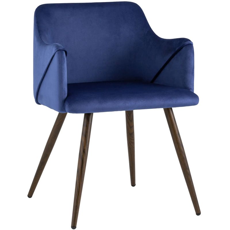 Стул Monarch Chair Синий Велюр Синий Коричневый Стул Monarch Chair Синий Велюр Синий Коричневый в Рязани | Loft Concept
