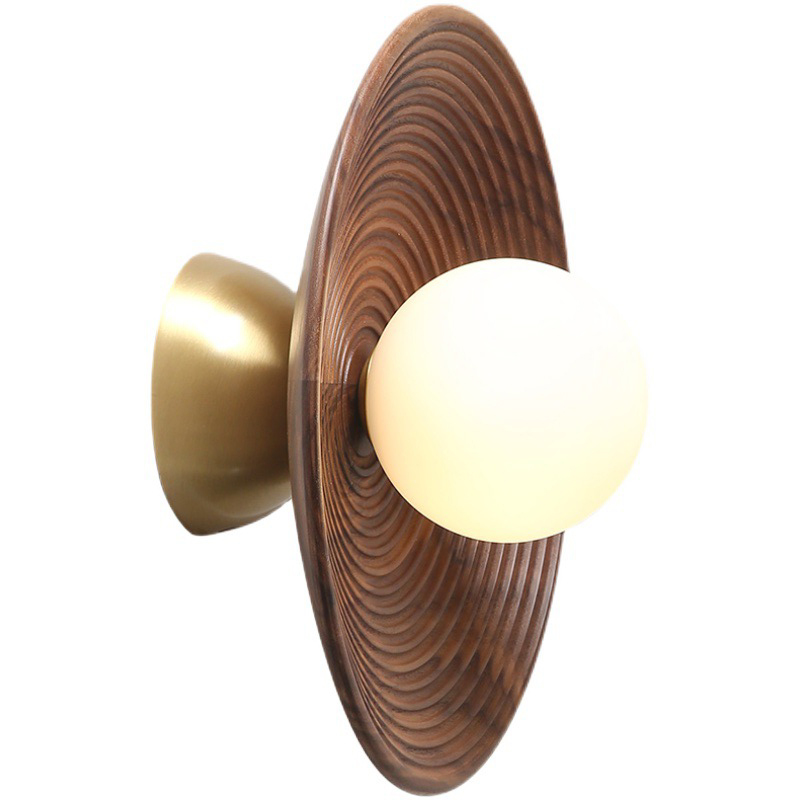 Бра Noya Wooden Wall Lamp Белый Коричневый Латунь сатинированная Бра Noya Wooden Wall Lamp Белый Коричневый Латунь сатинированная в Рязани | Loft Concept