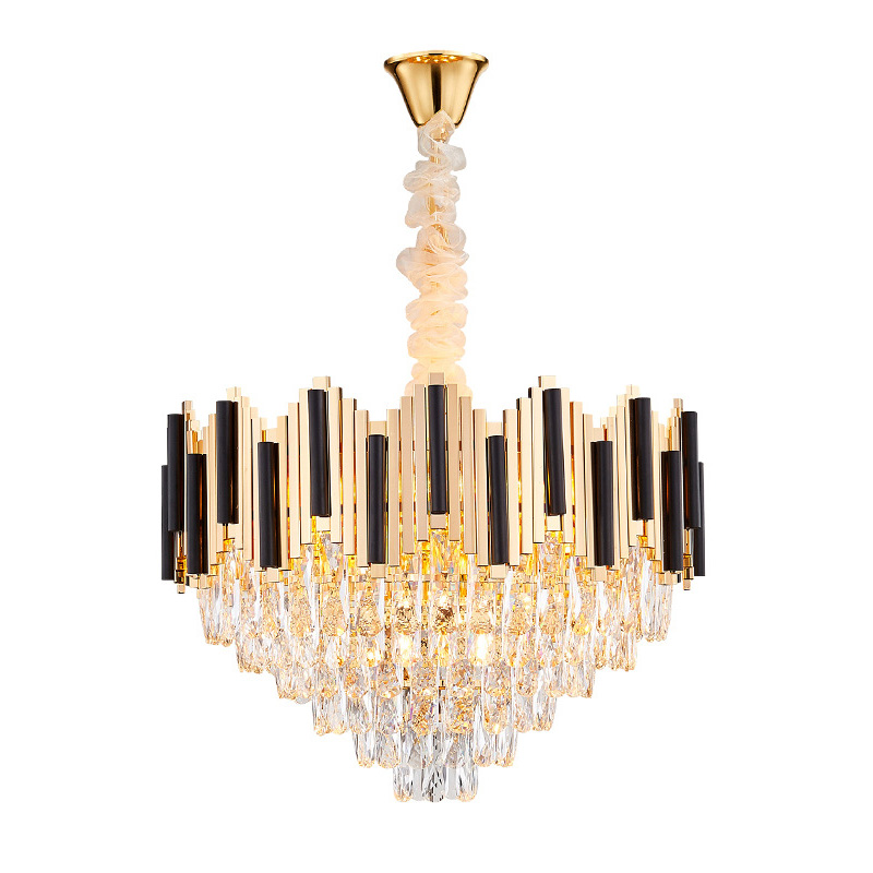 Люстра Хрустальная Lanse Crystal Chandelier Золотой Черный Прозрачное Стекло Люстра Хрустальная Lanse Crystal Chandelier Золотой Черный Прозрачное Стекло в Рязани | Loft Concept