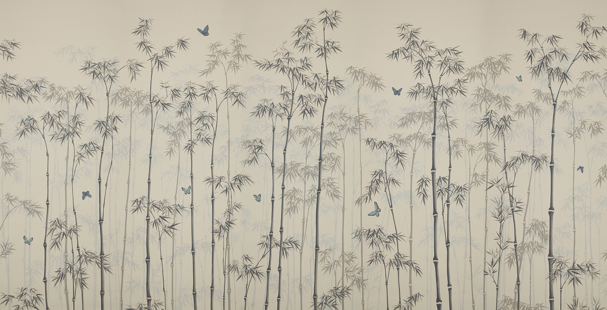 Обои ручная роспись Distant Bamboo Special Colourway on white dyed paper Обои ручная роспись Distant Bamboo Special Colourway on white dyed paper - постер Loft-Concept в Рязани