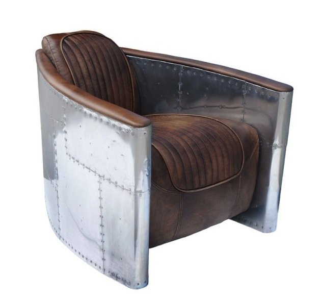 Кресло Aviator Tomcat chair Белый Коричневый Кресло Aviator Tomcat chair Белый Коричневый в Рязани | Loft Concept