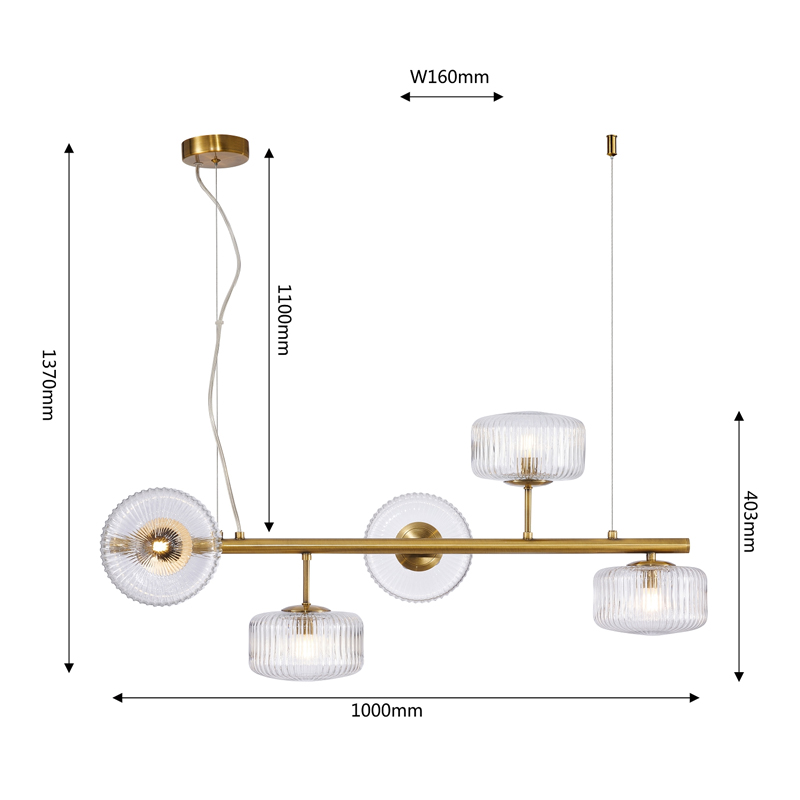Люстра Blown Glass с прозрачными рельефными плафонами Люстра Blown Glass с прозрачными рельефными плафонами в Рязани