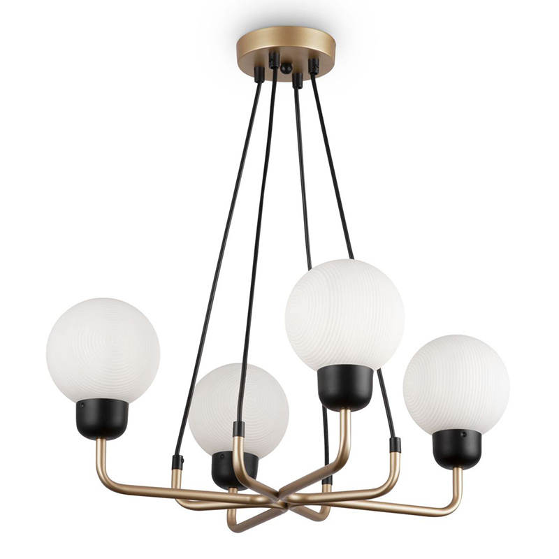 Люстра Andresa Chandelier 4 Balls Золотой Белое матовое стекло Люстра Andresa Chandelier 4 Balls Золотой Белое матовое стекло в Рязани | Loft Concept