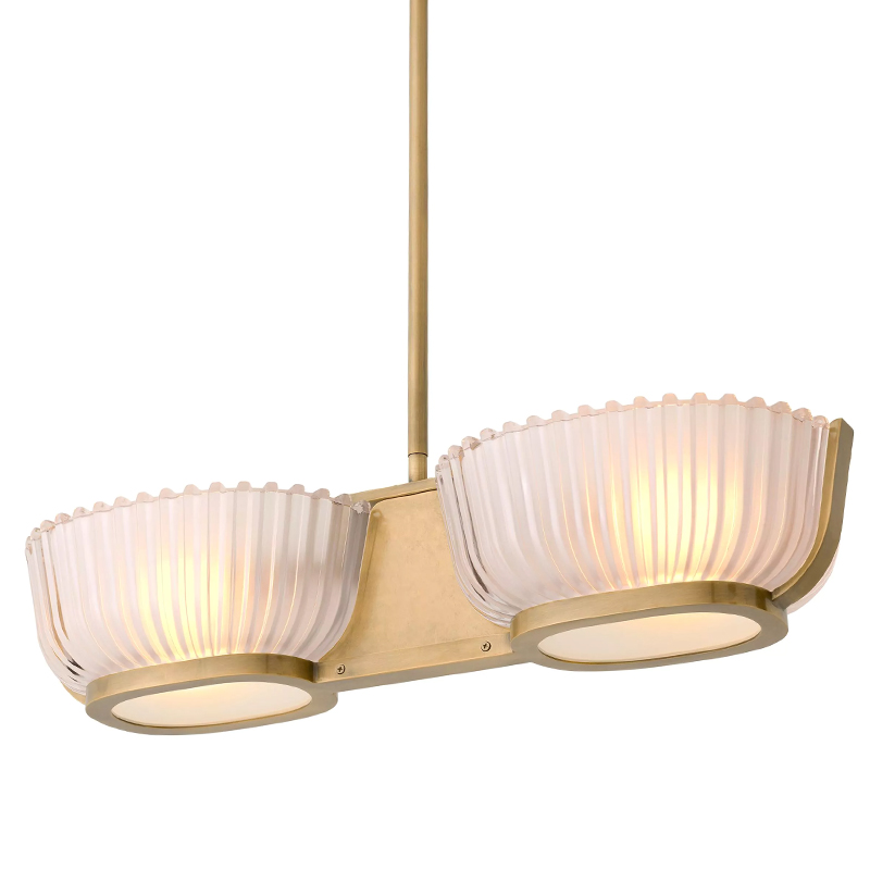 Люстра Eichholtz Chandelier Artos Double Латунь Белое матовое стекло Люстра Eichholtz Chandelier Artos Double Латунь Белое матовое стекло в Рязани | Loft Concept
