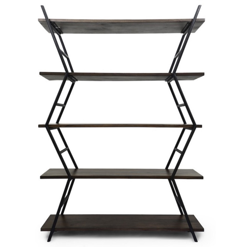 Стеллаж Industrial Zigzag Dark Wood Коричневый Черный Стеллаж Industrial Zigzag Dark Wood Коричневый Черный в Рязани | Loft Concept