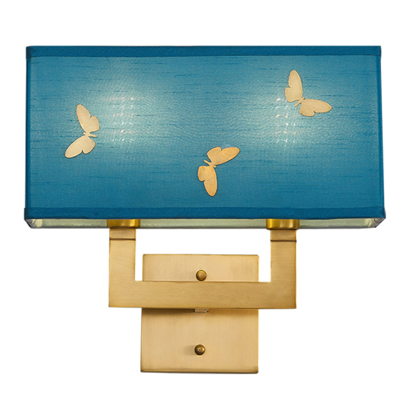 Бра с бабочками Butterflies Blue Background Wall Lamp 2 Латунь Бирюзовый Бра с бабочками Butterflies Blue Background Wall Lamp 2 Латунь Бирюзовый в Рязани | Loft Concept