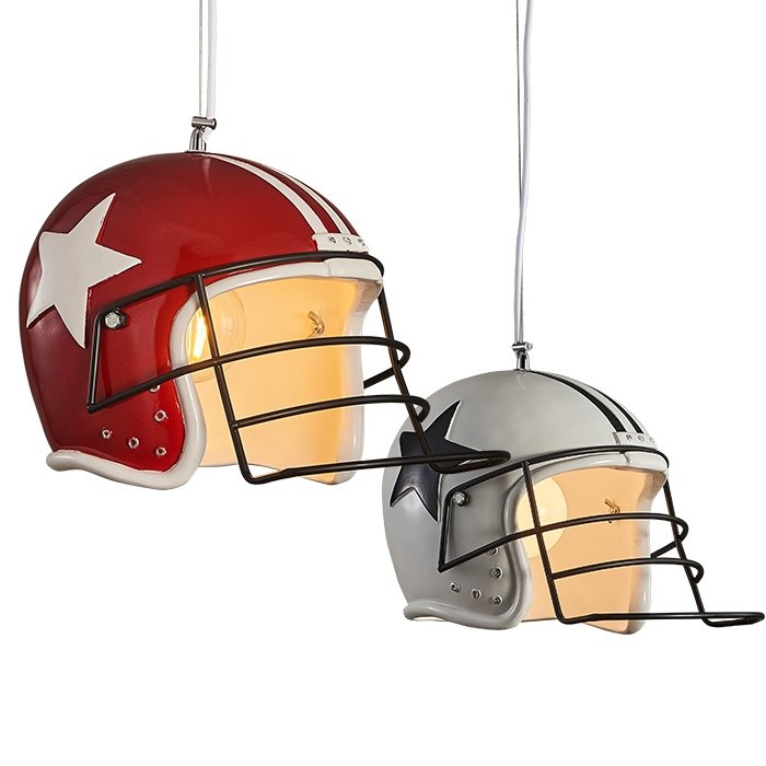 Подвесной светильник Sport Helmet Pendant Белый Красный Подвесной светильник Sport Helmet Pendant Белый Красный в Рязани | Loft Concept