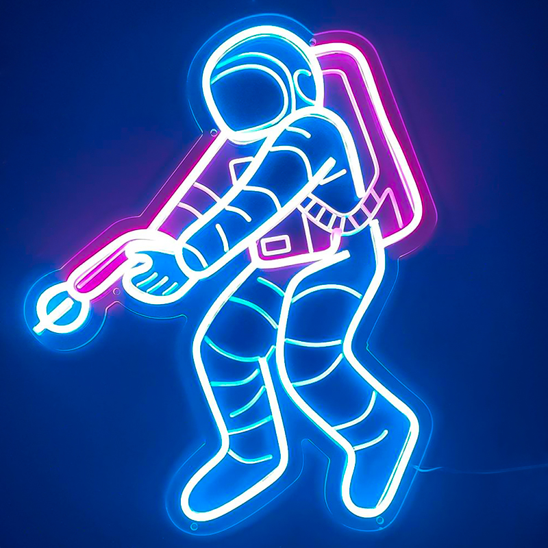 Неоновая настенная лампа Astronaut Neon Wall Lamp Синий Лиловый Неоновая настенная лампа Astronaut Neon Wall Lamp Синий Лиловый в Рязани | Loft Concept
