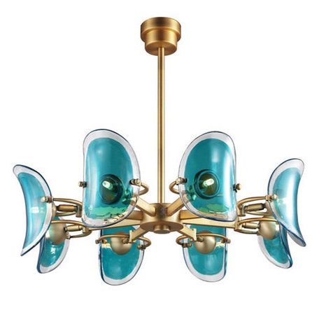 Люстра Lily Turquoise Glass circle Глянцевое золото Бирюзовый Люстра Lily Turquoise Glass circle Глянцевое золото Бирюзовый в Рязани | Loft Concept